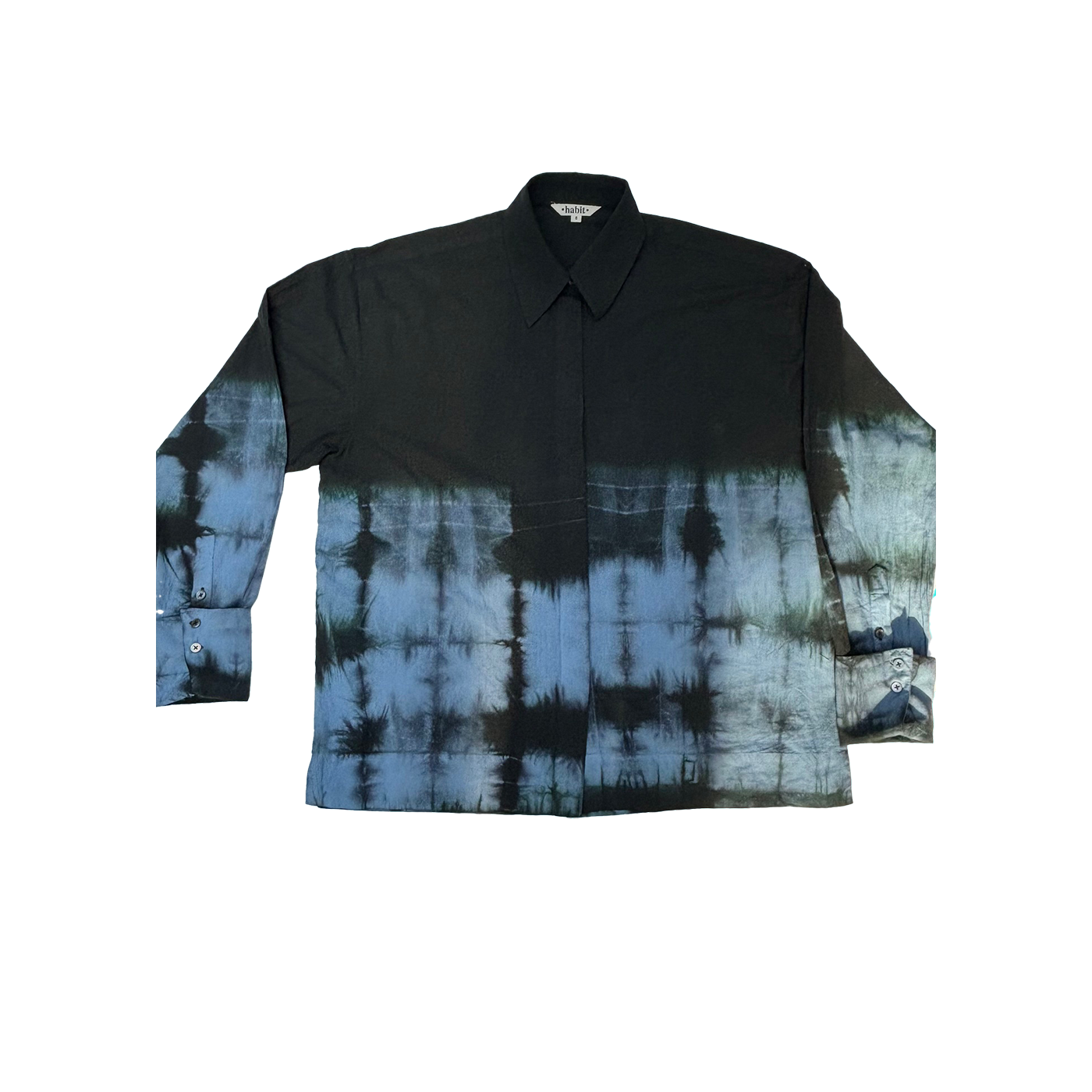 Side-button Shirt Tie Dyed (black / blue)